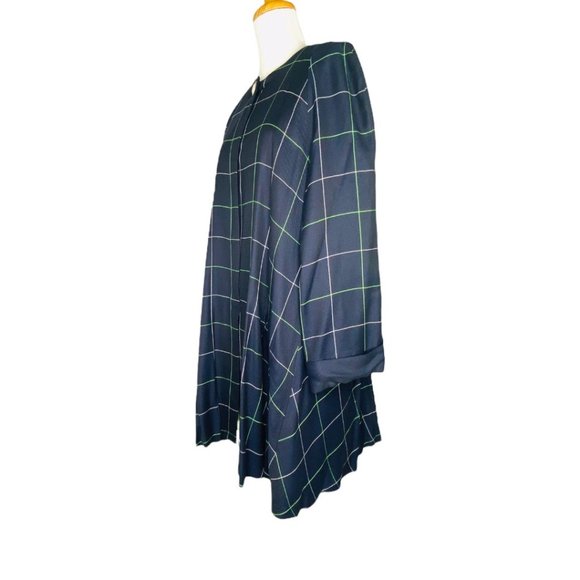 Rafael Reclaimed Swing Drape Coat Mid-length Vintage Navy Window Pane Plaid 14W - Picture 9 of 10